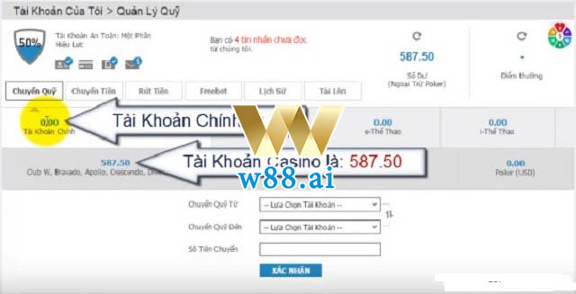 Những lưu ý khi chuyển quỹ tại nhà cái W88