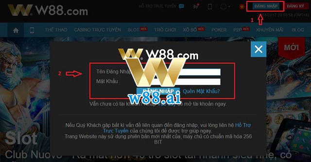 Đăng nhập vào tài khoản W88