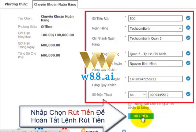 Rút tiền W88Win