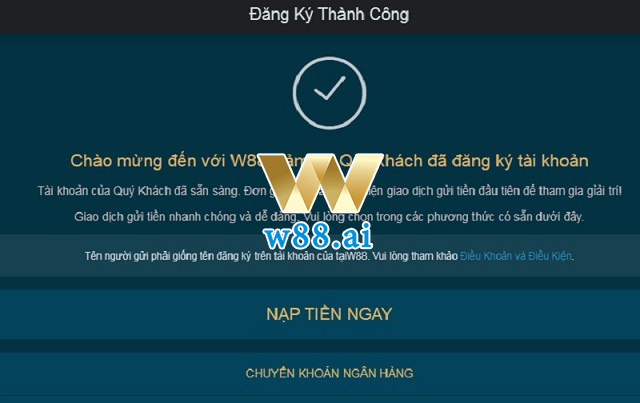 Tạo tài khoản mới tại nhà cái thành công